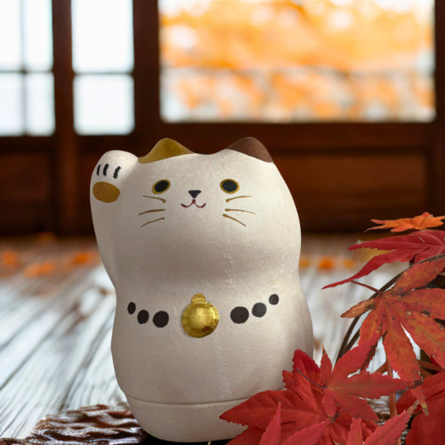 和紙張り陶器美濃まねき ハチワレ